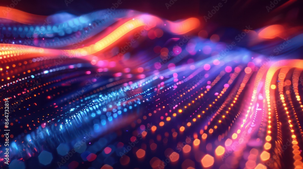 Poster A colorful, abstract image with a wave-like pattern