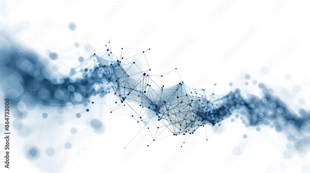 Poster a blue wave with many dots and lines