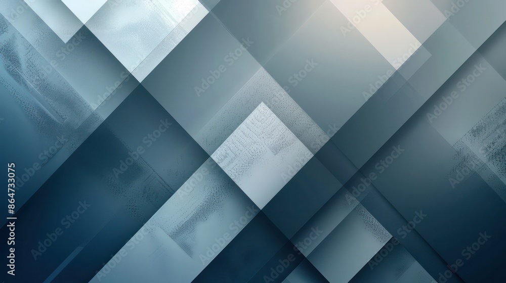 Poster A blue and white abstract image with squares and lines