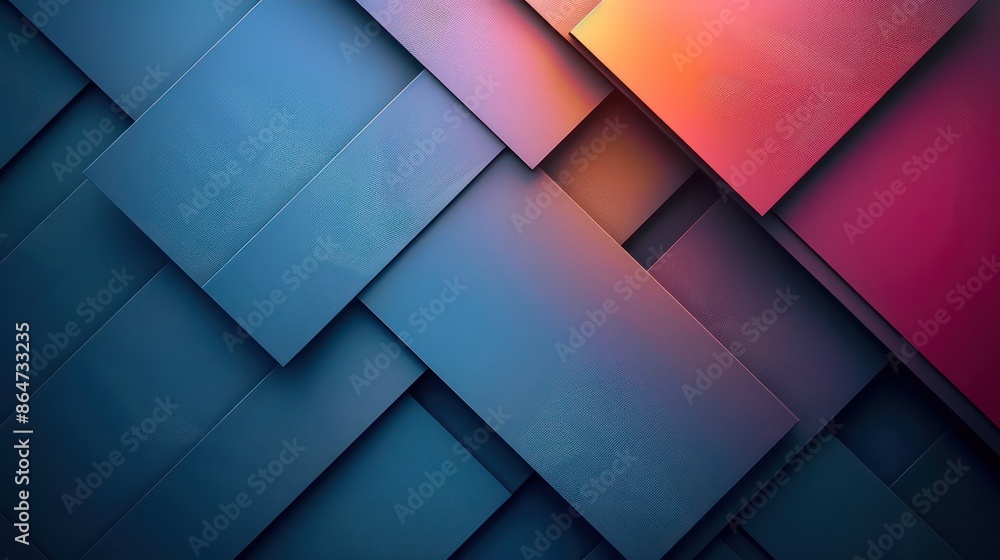 Poster a blue and pink background with squares of different colors