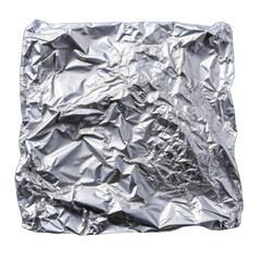 Aluminum foil piece isolated on transparent background