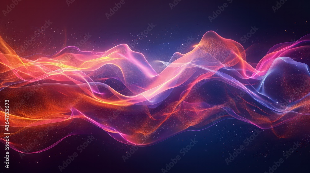 Poster a colorful wave of light with a blue background