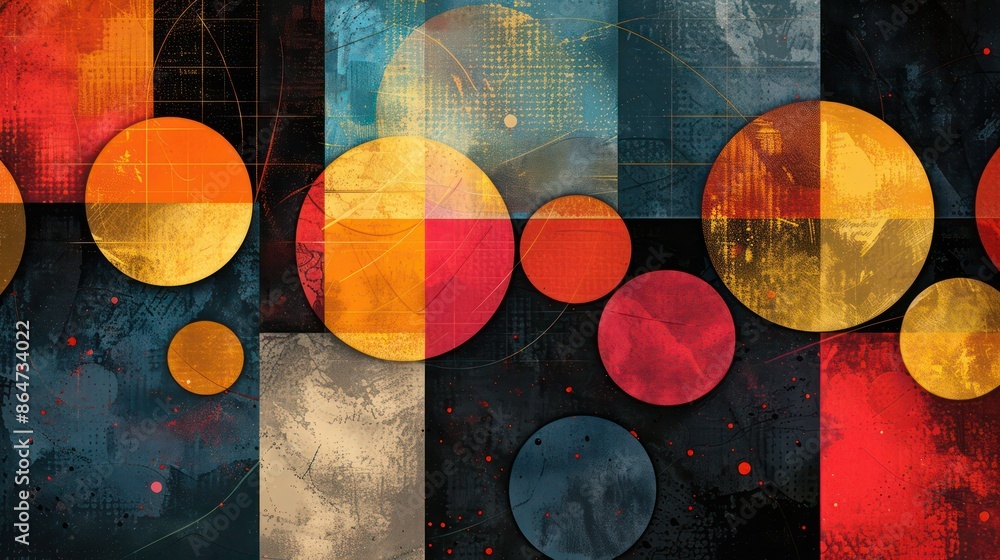 Aufkleber a colorful abstract painting of many different colored circles