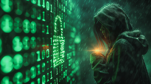 A person is holding a lit cigarette in front of a green screen with a lock on it. The person is wearing a hoodie and he is in a dark, moody atmosphere - Powered by Adobe