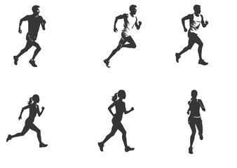 silhouette running man. Vector people running silhouettes