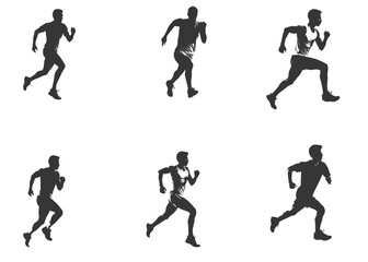 silhouette running man. Vector people running silhouettes