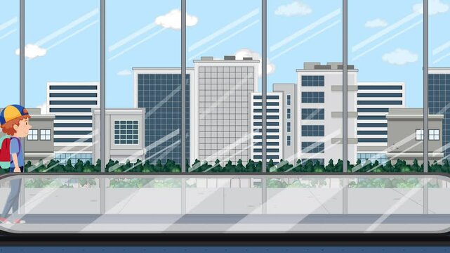 Busy Airport Walkway Animation