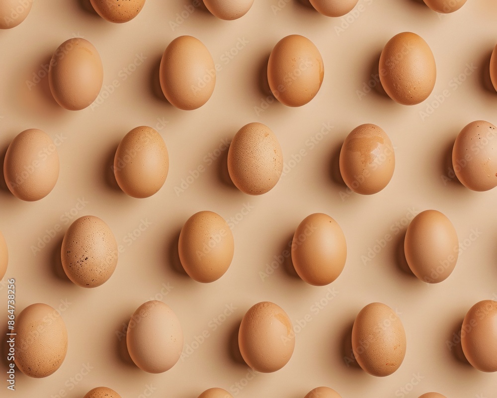 Leinwandbilder artistic display of brown eggs on beige background in sunlit, warm color scheme featuring consistent