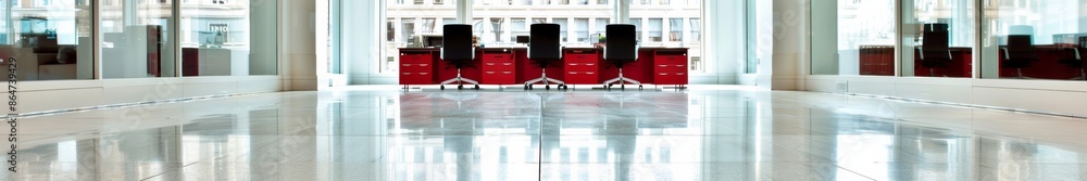 Aufkleber innovative business hub modern office environment with symmetrical desk layout and high-tech ambianc