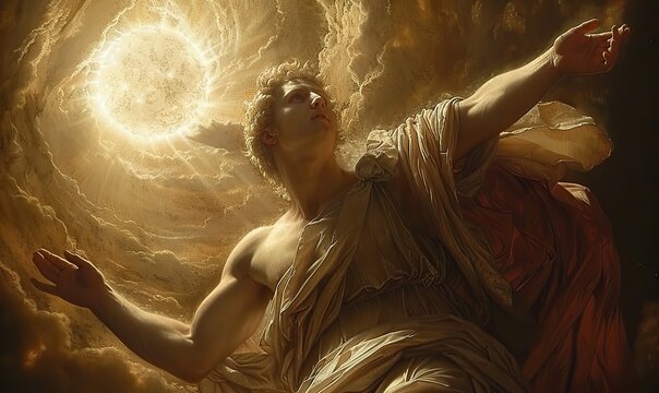 icarus flying to the sun a character from greek mythology.image illustration