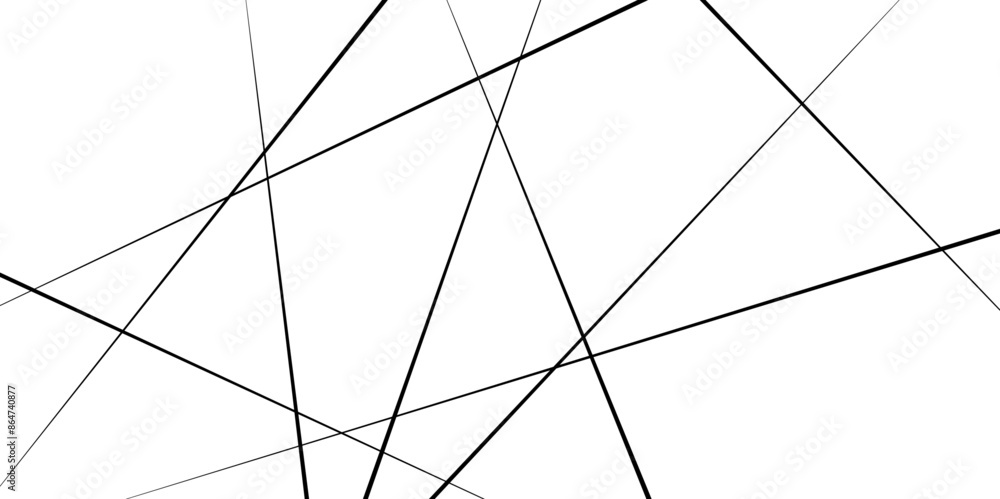 Wall mural Rectangular pattern with random lines. Minimalistic chaotic background. Simple black and white vector illustration.