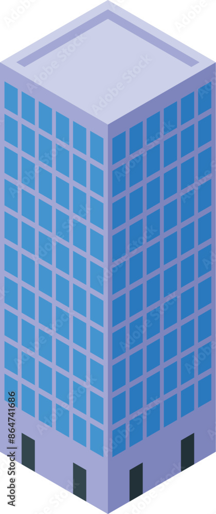 Poster isometric building showing modern urban architecture with many windows