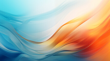 Abstract background with blurred blue and orange waves, soft lines and curves produce elegant feeling of the future, combination of light sky blue and warm yellow creates vitality and dynamism.