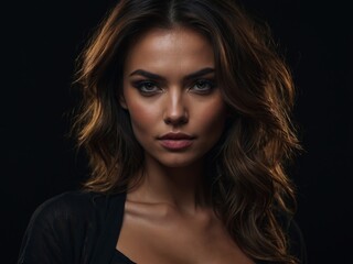 Fototapeta premium Beautiful sexy woman on black background.