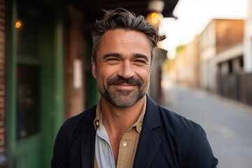 Portrait of a handsome middle-aged man smiling at the camera