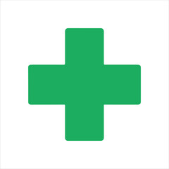 Medical cross green plus sign icon symbol vector illustration design.