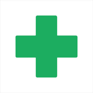 Medical cross green plus sign icon symbol vector illustration design.