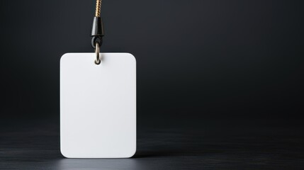 Fototapeta premium Blank White Tag Hanging on a Black Background