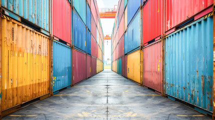 Fototapeta premium container warehouse Stacked together at the pier.