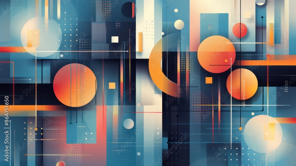 Fototapete a colorful abstract painting with many different shapes and sizes of circles