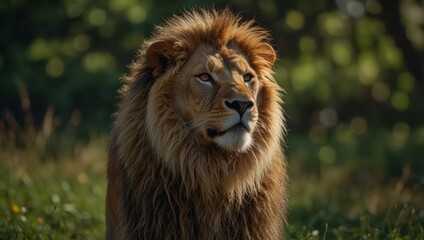 Fototapeta premium close up of dandy lion on green background.