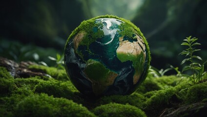 Artistic green earth representation, environmental theme.