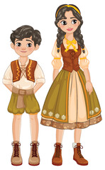 Boy and girl in traditional Bavarian clothing