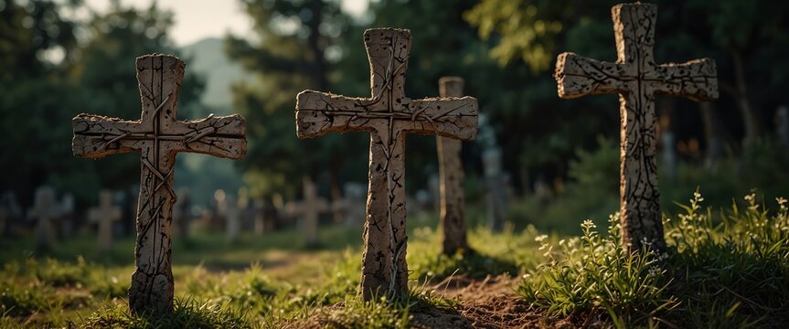 Three historic medieval croatian traditional crosses national interlace or croatian pleter.