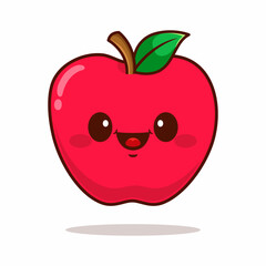 Vector cute apple cartoon character kawaii illustration