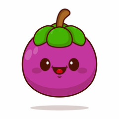 Vector cute mangosteen cartoon character kawaii illustration