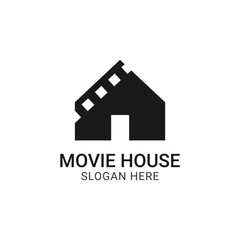 Fototapeta premium Movie house logo template in simple flat style. Cinema home vector illustration