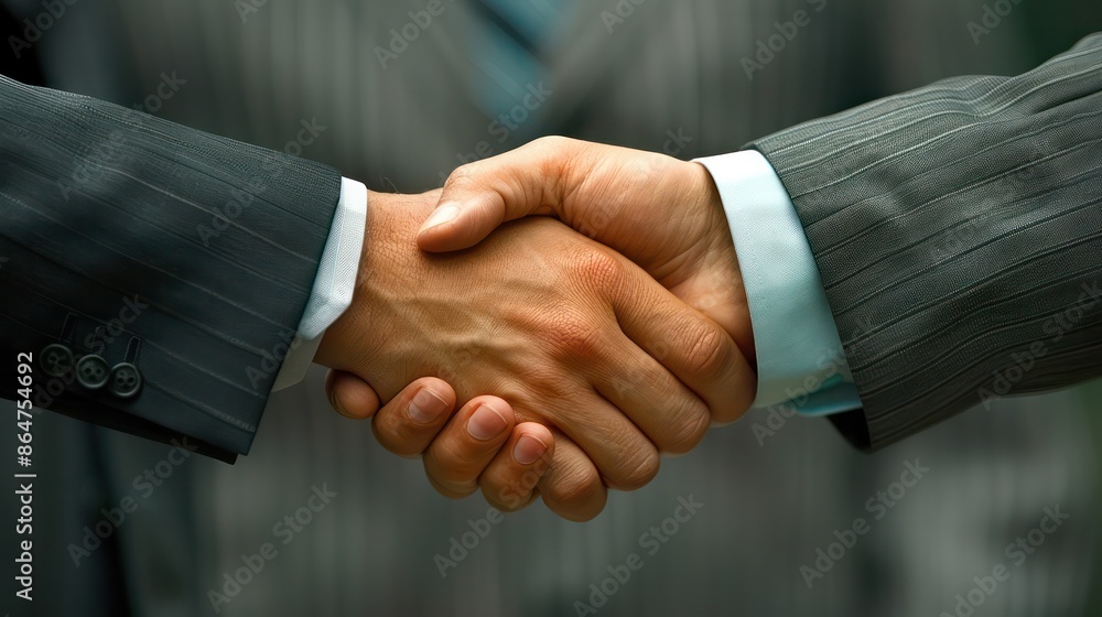 Poster two men shaking hands in a business setting