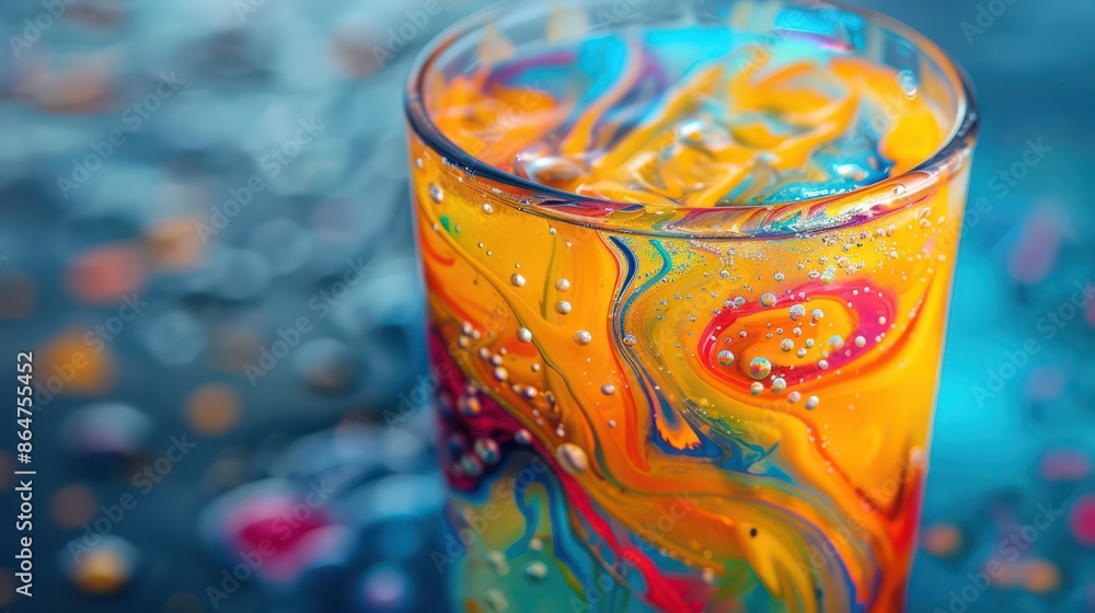 Poster a colorful drink in a glass with a swirl pattern