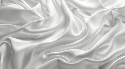 White Silk Folds, 3D Render, Full Screen View