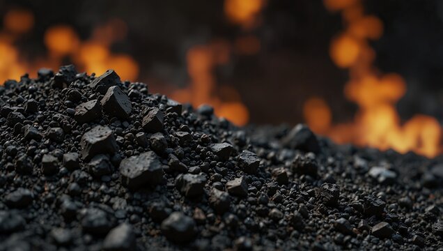Eco-friendly biochar production for soil and energy, solid color background.