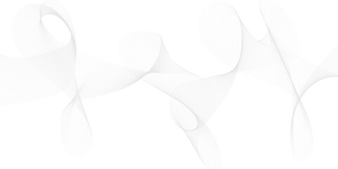 Stylized White line art background. Abstract music wave element for design. Vector illustration of smooth motion dynamics.