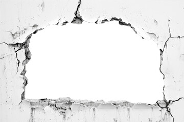 Concrete wall frame. Concrete hole as frame. PNG file. Generative AI