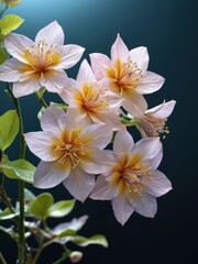 Obraz premium Delicate Pink Flowers with Yellow Center on a Dark Background.