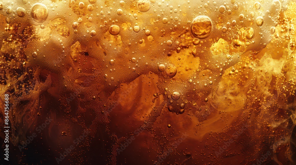 Poster a close up of a frothy drink with bubbles