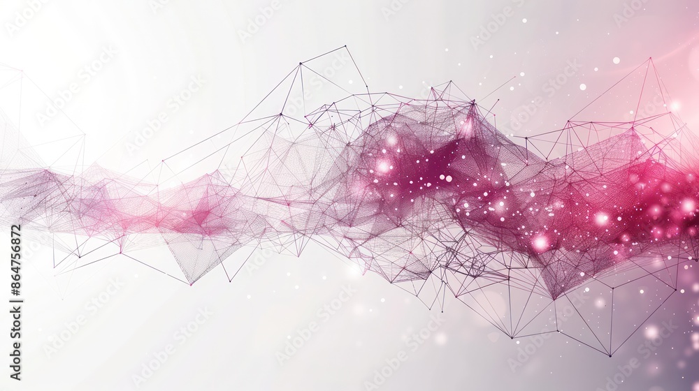 Poster a pink and white line with many dots and lines