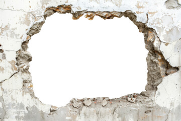 Concrete wall frame. Concrete hole as frame. PNG file. Generative AI