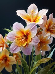 Fototapeta premium Closeup of Pink and Yellow Flowers.
