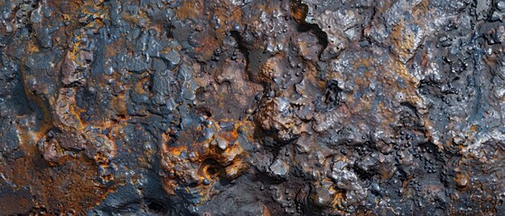 Panoramic close-up, high detail scan of iron material, Generative AI