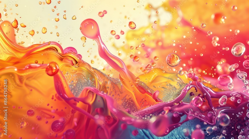 Poster a splash of paint with many different colors and a splash of water