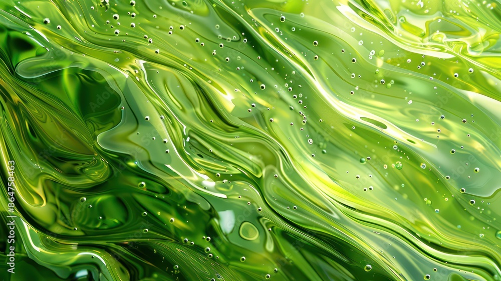 Poster a green liquid with bubbles floating on top