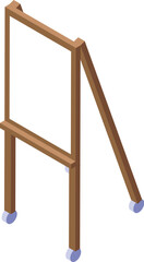 Wooden flip chart on wheels is standing, ready for brainstorming sessions and important business presentations