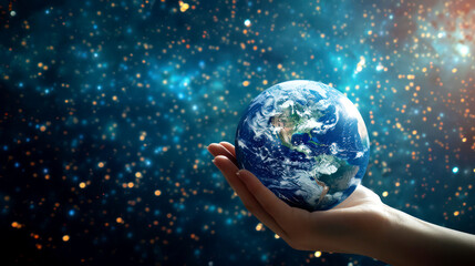 hand holding earth