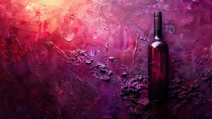 Fototapeta premium A bottle of wine is on a purple background