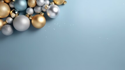 Gold, Silver, and Blue Christmas Ornament Arrangement