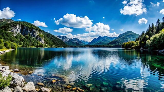Lake in mountains, nuture background